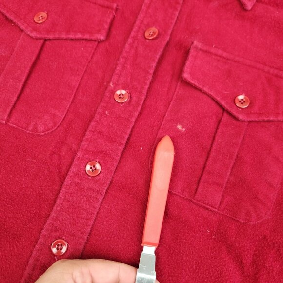 Vintage LL Bean size XL 20 Chamois Red Flannel Long Sleeve Shirt Made USA - Picture 5 of 11